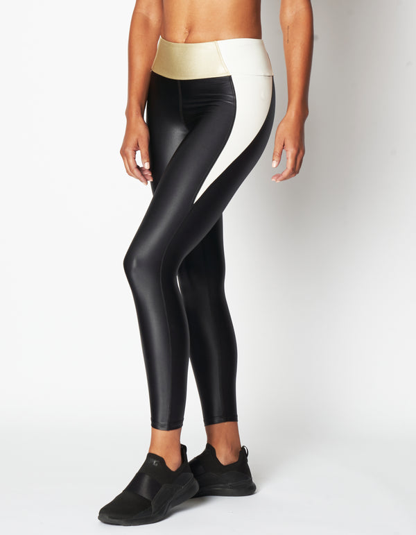 (IVBGD) Racer Legging - Ivory/Brushed/Gold | Vibe Cycle | Spinning Apparel & Footwear